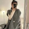 Áo len cao cổ vest nữ dáng rộng Hàn Quốc dệt kim sáp mềm mại, xếp lớp không tay, khí chất 4