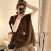Áo len cao cổ vest nữ dáng rộng Hàn Quốc dệt kim sáp mềm mại, xếp lớp không tay, khí chất 7