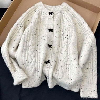 Áo len cardigan dài tay cúc nơ tiểu thư, giao Tết, hàng QC Loại 1 SP387 - 209k 4