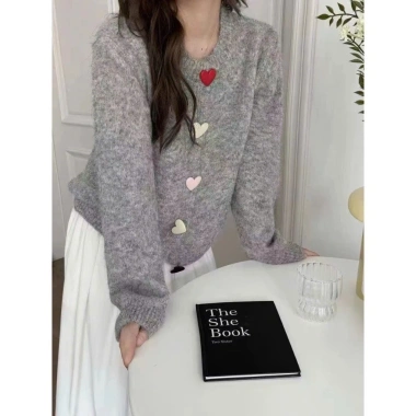 Áo len cardigan dài tay cúc trái tim mềm mịn, siêu ấm, đẳng cấp, độc đáo thời trang thu đông, cho mùa lạnh, giá chỉ 189k - KHOSI SP393 4