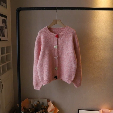 Áo len cardigan dài tay cúc trái tim mềm mịn, siêu ấm, đẳng cấp, độc đáo thời trang thu đông, cho mùa lạnh, giá chỉ 189k - KHOSI SP393 6