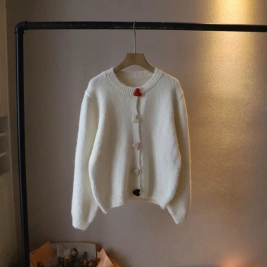 Áo len cardigan dài tay cúc trái tim mềm mịn, thu đông NGOMINH SP393 – 179.000đ 8