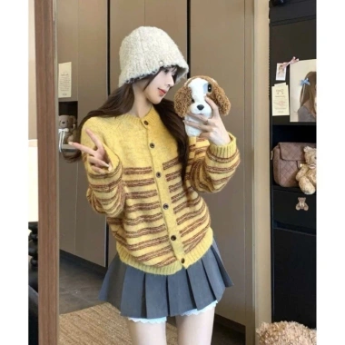 Áo len cardigan dài tay kẻ sọc mềm mịn QCCC NGOMINH SP390 giảm giá 169k 7