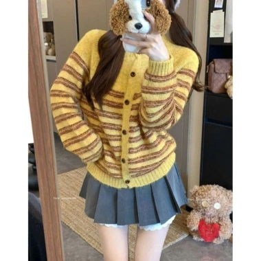 Áo len cardigan dài tay kẻ sọc mềm mịn QCCC NGOMINH SP390 giảm giá 169k 8
