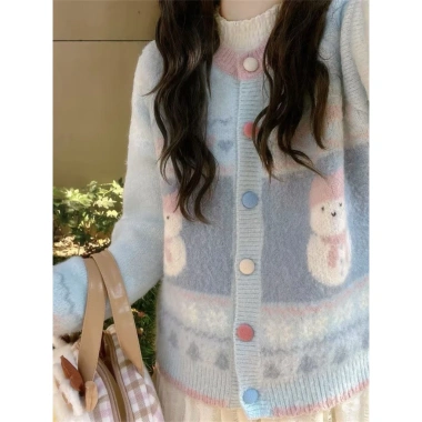 Áo len cardigan Fair Isle dệt kim dày cho học sinh mùa thu đông Giá 250.000₫ 2