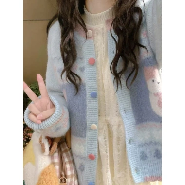 Áo len cardigan Fair Isle dệt kim dày cho học sinh mùa thu đông Giá 250.000₫ 3