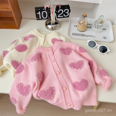 Áo len Cardigan ngọc trai trẻ em bé gái giảm 50% - Mùa xuân thu 2.024 Áo len Cardigan ngọc trai trẻ em bé gái giảm 50% - Mùa xuân thu 2.024