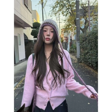 Áo Len Cardigan Nữ Hàn Quốc Cao Cấp Màu Hồng Nhẹ Nhàng Thu Đông 2.024 Giá ưu đãi 124k 2