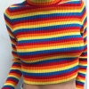 Áo len cổ rùa nữ mùa thu dài tay, crop ngắn sọc cầu vồng - giảm giá 265k 9