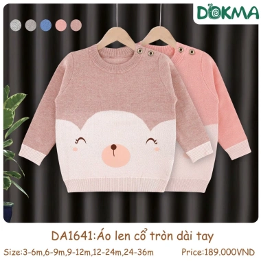 Áo Len Cổ Tròn Dài Tay In Hình Dễ Thương Dokma DA1.641 6-12kg Giá Ưu Đãi 189.000₫ 6