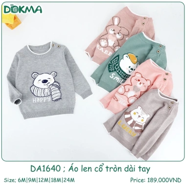 Áo len cổ tròn hình gấu dài tay bé 6-13kg (3-36M) - mẫu DA1.640 DA2.268, giảm 21% 3