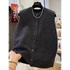 Áo Len Cổ Tròn Xám Đậm Nữ Retro Đa Năng Slim Vest Top - Giá 178.400₫ 6
