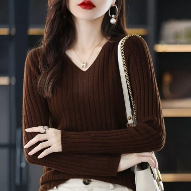 Áo len cổ V dài tay phong cách phương Tây, thanh lịch, mặc ngoài - Giá ưu đãi 209.520₫