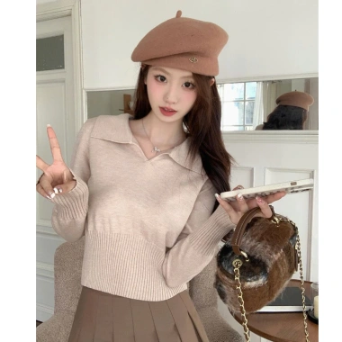 Áo len dài tay cổ V bo tay eo hack dáng Hàn Quốc sang chảnh - Giá 152.220 VND