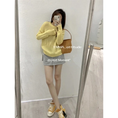 Áo len dài tay Hàn Quốc mùa xuân, áo chui đầu cổ tròn mỏng - giá ưu đãi 158k 4