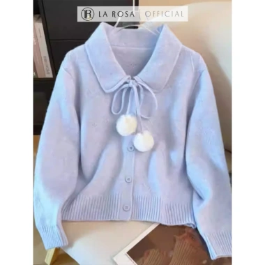 Áo Len Dài Tay Vintage Nữ La Rosa Cổ Sơ Mi Buộc Dây Phối Lông Hoạ Tiết Nổi A1.034 - Giá 565k 8