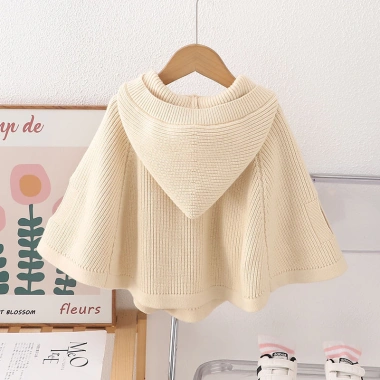 Áo len dệt kim bé gái mùa thu mũ trùm đầu - Áo khoác len Hàn Quốc ấm áp
