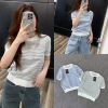 Áo len dệt kim kẻ ngang bo viền màu tay ngắn – Giá chỉ 245.000₫, giảm từ 318.500₫
