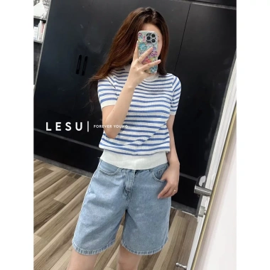 Áo len dệt kim kẻ ngang bo viền màu tay ngắn – Giá chỉ 245.000₫, giảm từ 318.500₫ 10 Áo len dệt kim kẻ ngang bo viền màu tay ngắn – Giá chỉ 245.000₫, giảm từ 318.500₫ 10