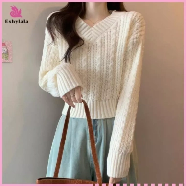 Áo len dệt kim ngắn tay cổ chữ V thời trang nữ mới - Giá ưu đãi 141,588 VND
