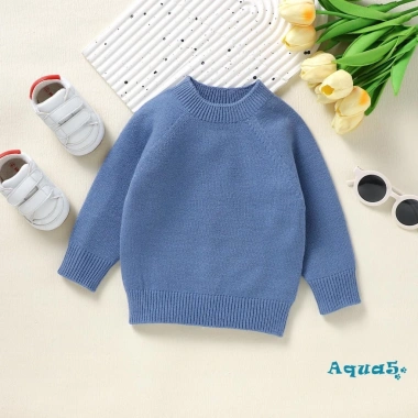 Áo len dệt kim trẻ em mùa thu đông ấm áp dài tay cổ tròn màu trơn - Giá 206.280 VND giảm từ 255.787 VND 6