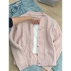 Áo len dệt kim xoắn màu hồng nữ Xuân Thu 2.024 Preppy ôm hơn dài tay 3