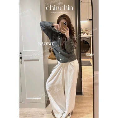 Áo len đính đá tone xám ALDDTX - Giá chỉ 520.000đ, giảm 130.000đ, chất liệu mềm mại, phong cách thời thượng 6