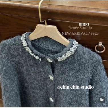 Áo len đính đá tone xám ALDDTX - Giá chỉ 520.000đ, giảm 130.000đ, chất liệu mềm mại, phong cách thời thượng 8