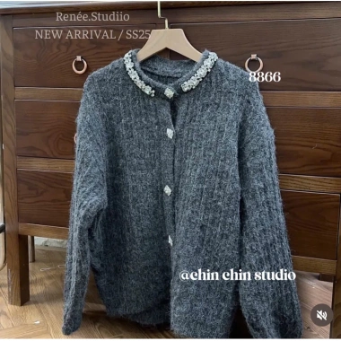 Áo len đính đá tone xám ALDDTX - Giá chỉ 520.000đ, giảm 130.000đ, chất liệu mềm mại, phong cách thời thượng 9