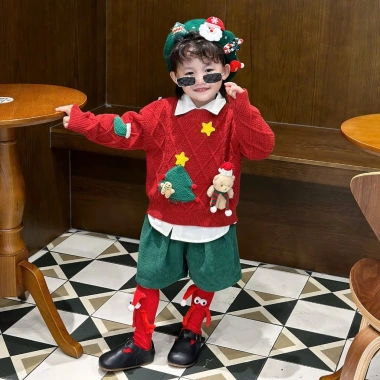 Áo len đỏ Giáng Sinh Noel cho bé trai, bé gái - cao cấp, giá ưu đãi 59.304₫ 5