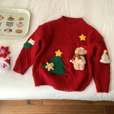 Áo len đỏ Giáng Sinh Noel cho bé trai, bé gái - cao cấp, giá ưu đãi 59.304₫ 10