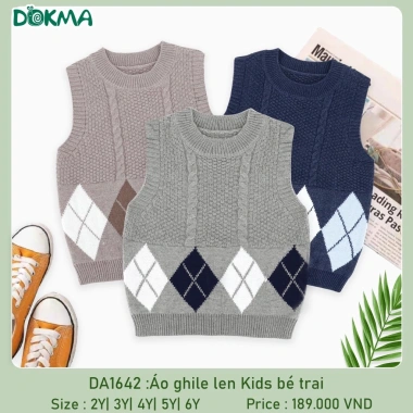 Áo Len Ghile Dệt Kim Sợi Thừng Bé Dokma DA1.642/DA2.270 Giá 189k - Thời Trang 11-22kg