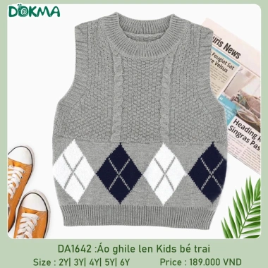 Áo Len Ghile Dệt Kim Sợi Thừng Bé Dokma DA1.642/DA2.270 Giá 189k - Thời Trang 11-22kg
