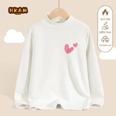 Áo len giữ nhiệt bé gái mùa thu đông trẻ em kháng khuẩn ấm áp in hình trái tim yêu - Giá chỉ 120k 7