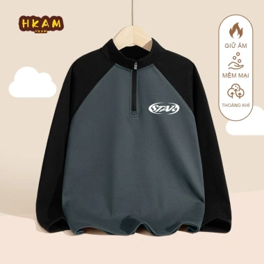 Áo len giữ nhiệt bé trai - Sơ mi trẻ em thu đông, nửa ấm áp, kháng khuẩn, giá ưu đãi 170.000 VNĐ