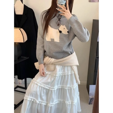 Áo Len Jacquard Con Chó Con Chui Đầu Nữ Thu Đông Dài Tay Retro Xanh Hải Quân Cổ Tròn Giá ưu đãi 152.420 7 Áo Len Jacquard Con Chó Con Chui Đầu Nữ Thu Đông Dài Tay Retro Xanh Hải Quân Cổ Tròn Giá ưu đãi 152.420 7