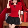 Áo len lông thỏ Ari VIVI KA đỏ tay phồng nơ nữ tính, dễ thương đi chơi dự tiệc 8/3 6