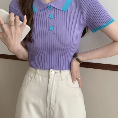 Áo len montoghi mỏng dáng croptop cổ bẻ - Siêu nhẹ, thời trang, giá chỉ 89.700đ 5
