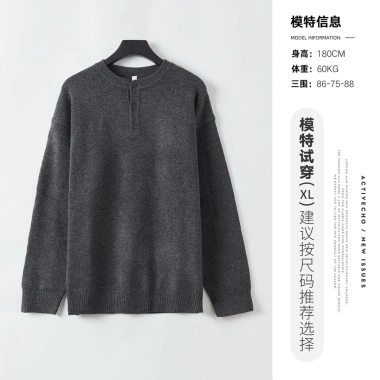 Áo Len Nam Cổ Henley Nút Cài Hàn Quốc - Dày Form Rộng Thu Đông YIZHI 800k
