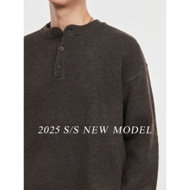 Áo Len Nam Cổ Henley Nút Cài Hàn Quốc - Dày Form Rộng Thu Đông YIZHI 800k