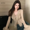Áo len ngắn cardigan SBS Furry Hàn Quốc Cổ V tay dài không đều mỏng 147k 7
