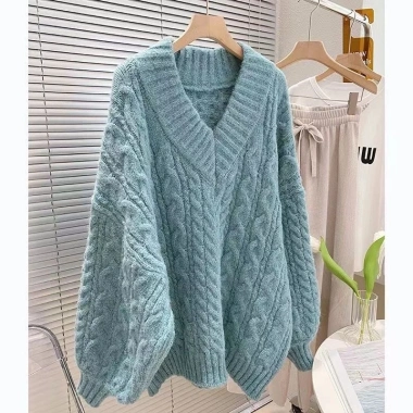 Áo len nữ cổ V tay bồng basic 2 lớp dày dặn, dài form rộng, nhiều màu hottrend NGO MINH SP55 - Giá chỉ 179k 4