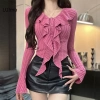 Áo Len Nữ Crop Top Cổ V Tay Dài Ruffles Gợi Cảm Len Mỏng Dệt Kim Giá 158.868₫ 10