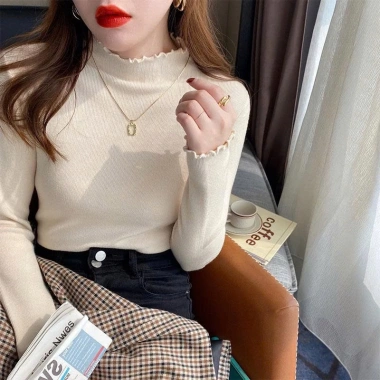 Áo len nữ siêu ấm giữ nhiệt cổ 3 phân lượn sóng dài tay dày dặn, mềm mịn, giảm còn 105.020 VND