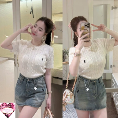 Áo Len Nữ Thêu Ngựa Mềm Mịn Viền Cổ Form Vừa Quảng Châu Cao Cấp Loại 1 - 4 Màu Hot Trend