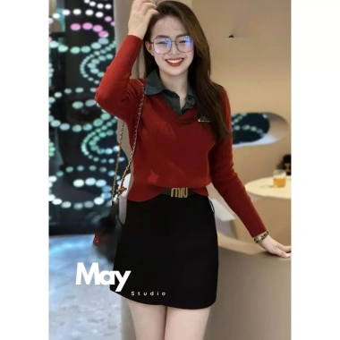 Áo Len Sơ Mi Dài Tay MAY STUDIO HL81 – Phong Cách Hàn Quốc, Dệt Kim, Giá 199k