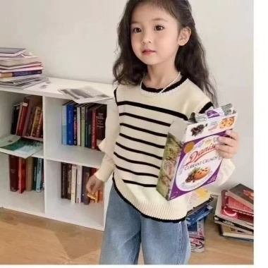 Áo len sọc tay phồng công chúa bé gái Xuân Thu - Khâu hai mảnh, giảm 20% 8