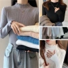 Áo Len Tăm Siêu Co Giãn Cổ 3p Sóng Viền Bèo Dáng Ôm Body Tay Dài Dễ Phối Phong Cách Hàn Quốc - Hàng Qccc