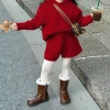 Áo len thu đông bé gái giáng sinh Hàn Quốc – mũ trùm đầu, cắt hoa, giảm giá 337k 4