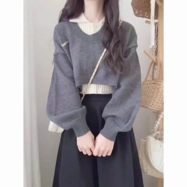 Áo len thu đông set 2 món cổ sơ mi tay bồng hottrend KUNKUN SP242 179.000₫ 4